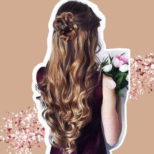 Floral-Half-Bun-Hair-Style